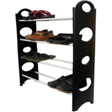 Deals, Discounts & Offers on Furniture - RMA HANDICRAFTS Plastic Collapsible Shoe Stand(Black, White, 4 Shelves)