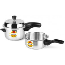 Deals, Discounts & Offers on Cookware - Pigeon Special Combi 2 L, 3 L Induction Bottom Pressure Cooker(Stainless Steel)