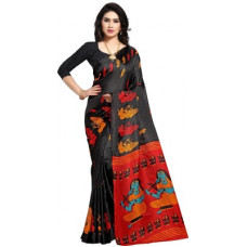Deals, Discounts & Offers on  - kashvi sareesPrinted Bhagalpuri Khadi Silk Saree(Black)