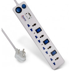 Deals, Discounts & Offers on  - Microtek 4 Socket with Usb Charger with 4 Switches 6A 4 Socket Extension Boards(White)