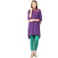 Deals, Discounts & Offers on  - [Size S] BIBAWomen Printed Cotton Blend Straight Kurta(Multicolor, Brown)