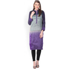 Deals, Discounts & Offers on  - [Size L] BIBAWomen Printed Polycotton Straight Kurta(Purple, Blue)