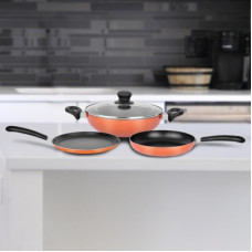 Deals and Offers on Cookware - Renberg Orchid Induction Bottom Cookware Set(Aluminium, 3 - Piece) Deals, Discounts & Offers on Cookware - Renberg Orchid Induction Bottom Cookware Set(Aluminium, 3 - Piece)