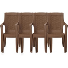 Deals, Discounts & Offers on Furniture - Nilkamal Plastic Outdoor Chair(Brown, Set of 4, Pre-assembled)