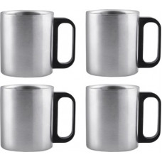 Deals, Discounts & Offers on  - Flipkart SmartBuy Steel Pack of 4 Plastic, Stainless Steel Coffee Mug(840 ml, Pack of 4)
