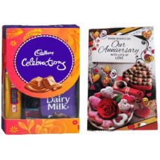 Deals, Discounts & Offers on Food and Health - Cadbury Mini Chocolate With Anniversary Greeting Card ForYour Partners Comboworth Rs. 399
