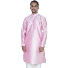 Deals, Discounts & Offers on  - MAGMen Solid Dupion Silk A-line Kurta(Pink)