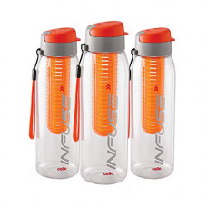 Deals, Discounts & Offers on  - Cello Infuse Plastic Water Bottle Set, 800ml, Set of 3, Orange