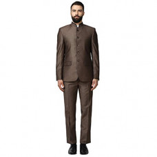 Deals, Discounts & Offers on Men - [Size 38] Raymond Solid Rayon Brown Regular Fit Notch Collar Full Sleeve Suit
