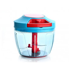 Deals, Discounts & Offers on  - YouBee Premium Quick Multi-Purpose Manual Vegetable Chopper For Kitchen with 3 Sharp Stainless Steel Blade, Anti-Skid Base Container with Safe Lid Lock, 750 Ml, Blue, Large