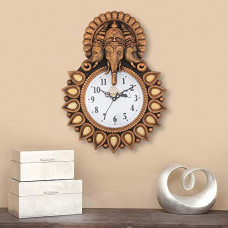 Deals, Discounts & Offers on  - Webelkart Designer Stones Lord Ganesha Plastic Wall Clock For Home/Living Room/Bedroom/Kitchen- (Copper-12 Inch)