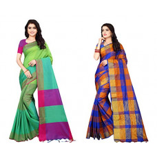 Deals, Discounts & Offers on Women - Dhruvi Trendz Soft Cotton & Silk Saree For Women Half Sarees Pack Of 2