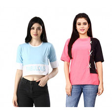 Deals, Discounts & Offers on Laptops - [Size M] DHRUVI TRENDZ Women Printed Top with Half Sleeves