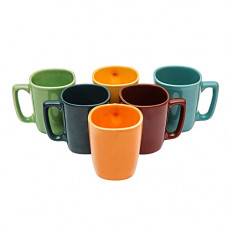 Deals, Discounts & Offers on  - Anwaliya Gaia Tapered Ceramic Coffee Mugs, 250 ml, Set of 6, Multi Colour Square