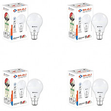 Deals, Discounts & Offers on  - Bajaj 830418-Pk4 Plus LED Lamp 9W Cool Daylight B22 (Pack of 4, White, Medium)