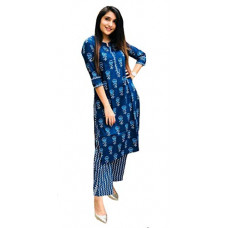 Deals, Discounts & Offers on Women - ANNI DESIGNER Women's Cotton Blend Straight Kurti with Palazzos