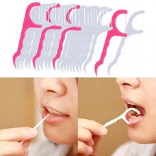 Deals, Discounts & Offers on Health & Personal Care - CartBooth Dental Tooth Pick Toothpick Cleaners, Tooth Flossing Head Oral DentaL Tooth Cleaning Tool (White Pink)(Pack of 100 Pcs)