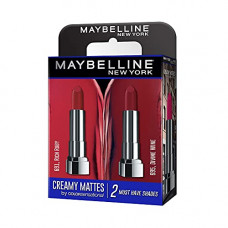 Deals, Discounts & Offers on Beauty Care - Maybelline Creamy Matte Lipstick, Matte Finish, (Pack of 2) - Rich Ruby & Divine Wine