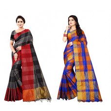Deals, Discounts & Offers on Women - Dhruvi Trendz Soft Cotton & Silk Saree For Women Half Sarees Under 349 2020 Beautiful For Women saree free size with blouse piece (Green &Blue & Multi)