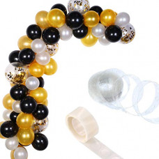 Deals, Discounts & Offers on  - Rozi Decoration Balloon Garland Kit Balloon Arch Garland - Kit of 78 Pieces (Black, White Gold)