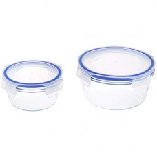 Deals, Discounts & Offers on  - Amazon Brand - Solimo Round Glass Storage Container Set, Set of 2, Transparent