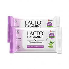 Deals, Discounts & Offers on  - Lacto Calamine Oil ControlFaceWipes with Neem, Vitamin B3 and Aloe Vera, No Parabens, Alcohol Free, White, 60 Count, Pack of 2
