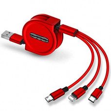 Deals, Discounts & Offers on  - King Shine Multi Retractable 3.0A Fast Charger Cord, Multiple Charging Cable 4Ft/1.2m 3-in-1 USB Charge Cord Compatible with Phone/Type C/Micro USB