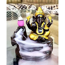 Deals, Discounts & Offers on  - TRUESTAR Fabric Lord Ganesha Smoke Backflow Cone Incense Holder Showpiece, 4 x 5, Multicolour, 10 Smoke Backflow Scented Cone Incenses