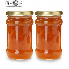 Deals, Discounts & Offers on  - Favola Essentials Round Lug Glass Jar, Gold Lid, 200 ml, Set of 2, Clear