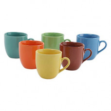Deals, Discounts & Offers on  - Anwaliya Arche Series Ceramic Tea Cups, 175 ml, Set of 6, Glossy Multi Color (Color May Vary)