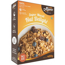 Deals, Discounts & Offers on  - Alpino Super Muesli Nut Delight 400 G | 20% Dried Fruits & Nuts | 69% Whole Grain Breakfast Cereal | High in Iron | Source of Fibre | Finest Nuts & Raisins | No Sugar Infused Fruits