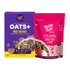 Deals, Discounts & Offers on  - Yogabar Breakfast Oats and Muesli | Fruits and Nuts Muesli | Dark Chocolate Flavour Premium Super Oats Combo Pack - 800 gm
