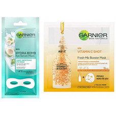 Deals, Discounts & Offers on Beauty Care - Garnier Skin Naturals, Fresh Mix Vitamin C, Face Serum Sheet Mask (Orange), 33 g & Hydra Bomb Eye Serum Mask