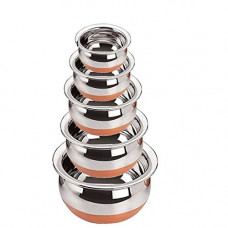 Deals, Discounts & Offers on Cookware - SELLMONK Utensils Crockery Induction Stainless Steel Copper Bottom Kitchen Serving Cooking Bowl Handi Set 5-Pieces Biryani Handi