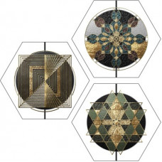 Deals, Discounts & Offers on  - SAF MODERN ART SET OF 3 HEXAGON UV COATED DIGITAL REPRINT PAINTING Digital Reprint 17 inch x 17 inch Painting