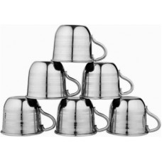 Deals, Discounts & Offers on  - Yes kitchen Pack of 6 Steel Steel Tea /Coffee Cup, Set of 6 Piece, Sliver,60 ML(Silver)