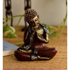 Deals, Discounts & Offers on  - eCraftIndia Antique Finish Handcrafted Thinking Buddha Decorative Showpiece - 17 cm(Polyresin, Multicolor)