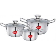 Deals, Discounts & Offers on Cookware - Pigeon Special Stainless Steel Conical Casserole 3 Set(16 18 20 CM) Induction Bottom Cookware Set(Stainless Steel, 3 - Piece)
