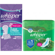 Deals, Discounts & Offers on  - Whisper cleans 50s plus Panty liner 20s Sanitary Pad(Pack of 50)
