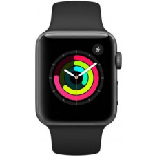 Deals, Discounts & Offers on  - APPLE Watch Series 3 GPS - 38 mm Space Grey Aluminium Case with Black Sport Band(Black Strap, Regular)