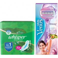 Deals, Discounts & Offers on  - Whisper cleans 50s plus Venus Breeze razor (feminine hygiene combo) Sanitary Pad(Pack of 50)