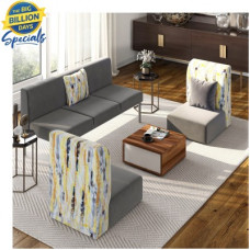Deals, Discounts & Offers on Furniture - Bharat Lifestyle Imperial with Coffee Table Fabric 3 + 1 + 1 Grey Sofa Set(Delivery condition - DIY(Do-It-Yourself))