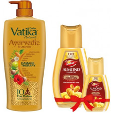 Deals, Discounts & Offers on  - Dabur Almond Hair Oil - 700ml with Vatika Naturals Ayurvedic Shampoo - 640ml(2 Items in the set)