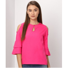 Deals, Discounts & Offers on Laptops - PROVOGUECasual Cold Shoulder Sleeves Solid Women Pink Top