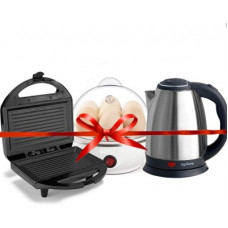 Deals, Discounts & Offers on Personal Care Appliances - Lifelong LLEKSMEB01 1.5L Electric Kettle (Silver), 750 W Sandwich Maker (Black) & Egg Boiler Super Combo