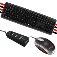 Deals, Discounts & Offers on Computers & Peripherals - Quantum Hi-Tech QHM7403 Wired Keyboard/QHM222 Wired Mouse/QHM6660 4 Port USB Hub Combo Set