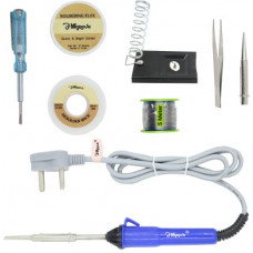 Deals, Discounts & Offers on  - Hillgrove 8in1 Basic 25W Soldering Iron Kit with 5 Meter Solder Wire, Flux, Stand, Tester, Bit, Tweezer, Wick 25 W Simple(Flat, Pointed Tip)