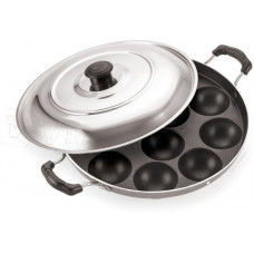Deals, Discounts & Offers on Cookware - iVBOX Non-Stick 12 Cavity Appam Patra/Maker Hammer-Tone Coating Paniarakkal with Lid 1 L capacity 23 cm diameter(Aluminium, Non-stick)