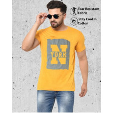 Deals, Discounts & Offers on  - [Size M, L, XL] SmarteesPrinted Men Round Neck Yellow T-Shirt