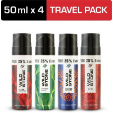 Deals, Discounts & Offers on  - Wild Stone Forest Spice, Legend, Ultra Sensual & Red Travel Pack (50ml each) Deodorant Spray - For Men(200 ml, Pack of 4)
